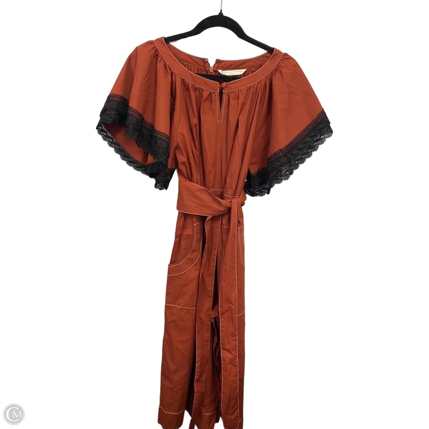 Jumpsuit By Eshakti In Black & Orange, Size: L