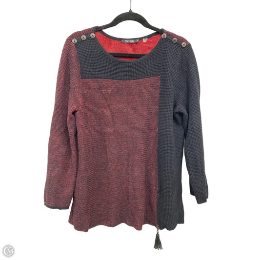 Sweater By Nic + Zoe In Black & Red, Size: Xl
