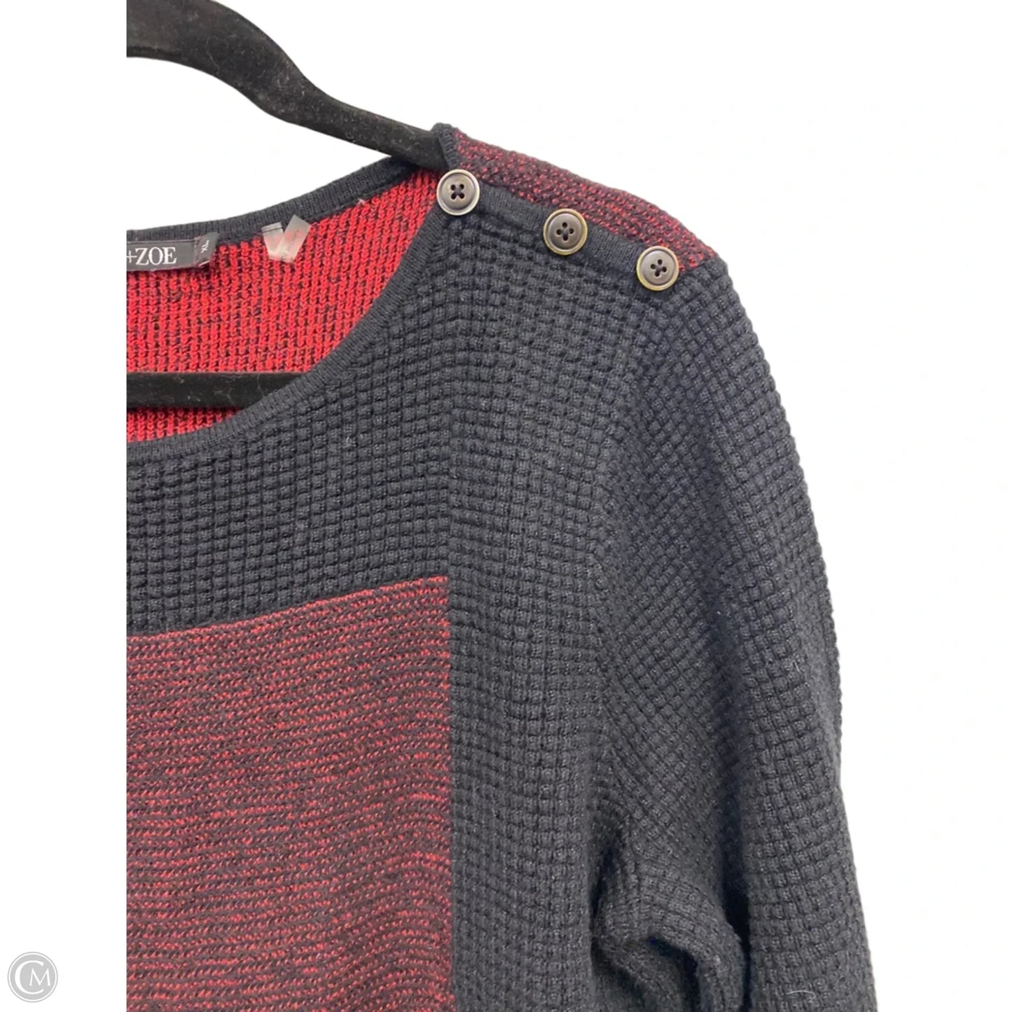 Sweater By Nic + Zoe In Black & Red, Size: Xl