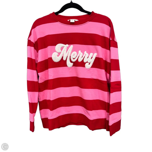 Sweatshirt Crewneck By Shiraleah In Pink & Red, Size: L