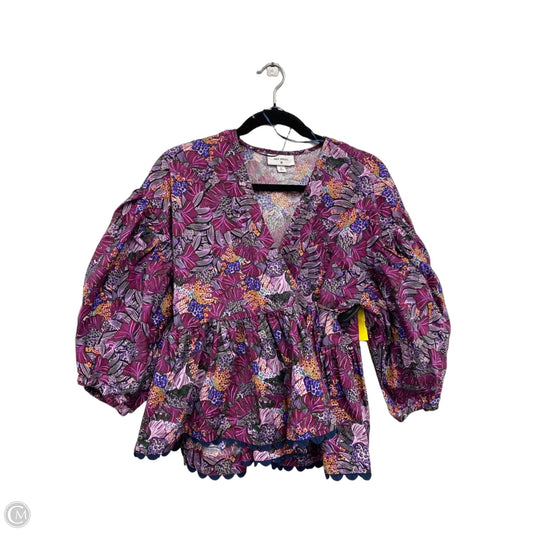 Top 3/4 Sleeve By Target-designer In Black & Purple, Size: M