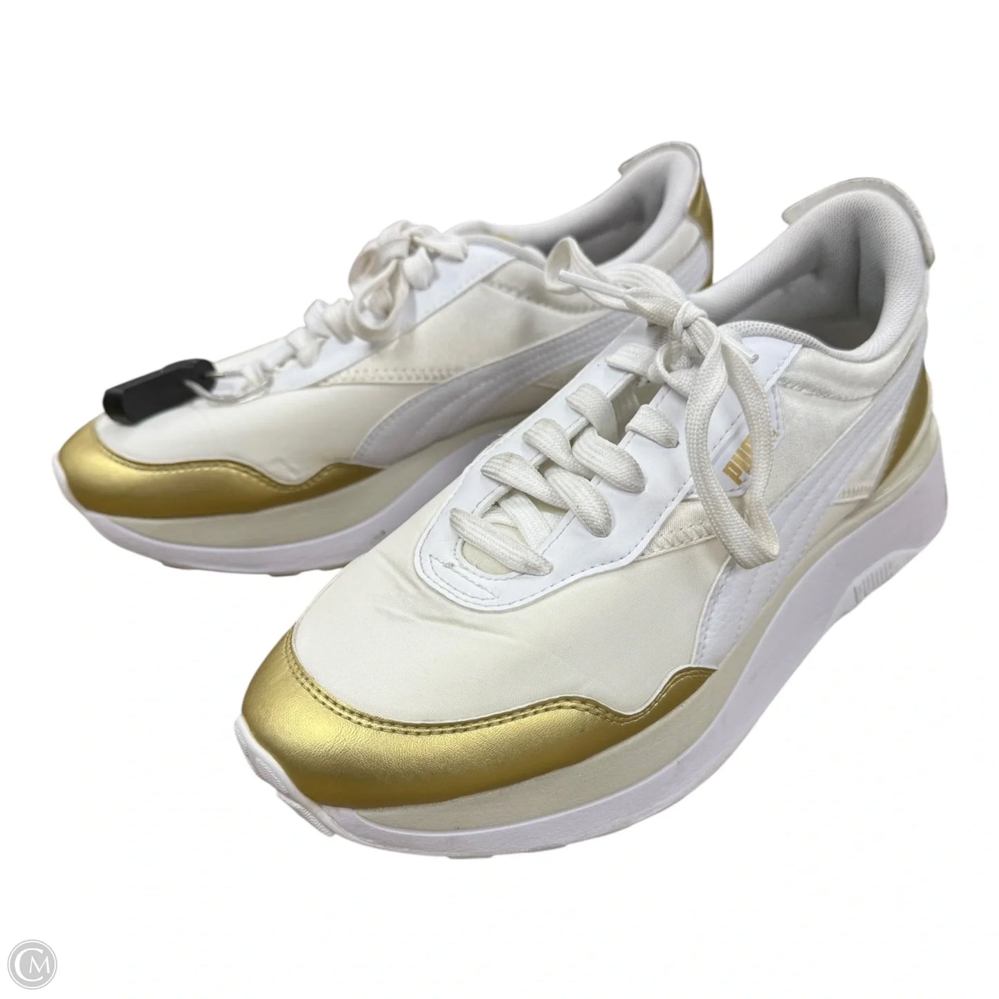 Shoes Sneakers By Puma In Gold & White, Size: 8.5