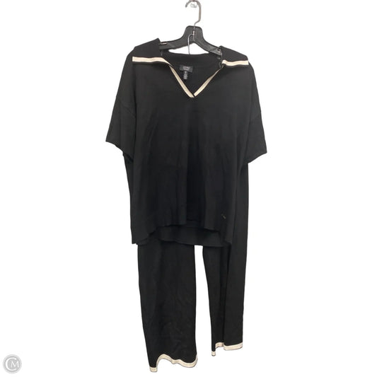 Pants Set 2pc By Jones New York In Black & Cream, Size: L