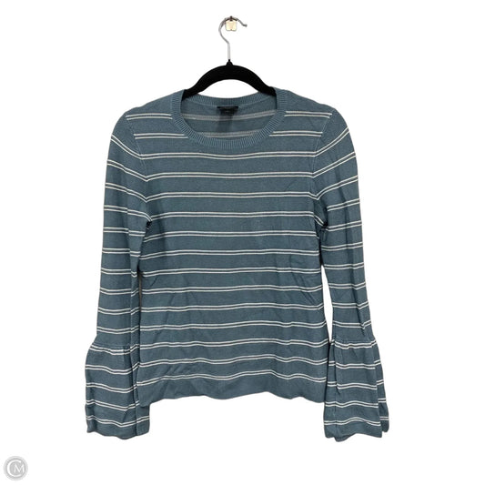 Top Long Sleeve By Ann Taylor In Blue & Cream, Size: S