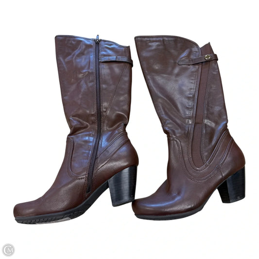 Boots Mid-calf Heels By Bare Traps In Brown, Size: 7.5