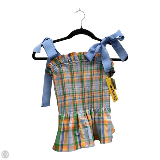 Top Sleeveless Designer By Kate Spade In Plaid Pattern, Size: S