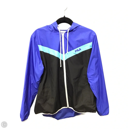 Athletic Jacket By Fila In Black & Blue, Size: L