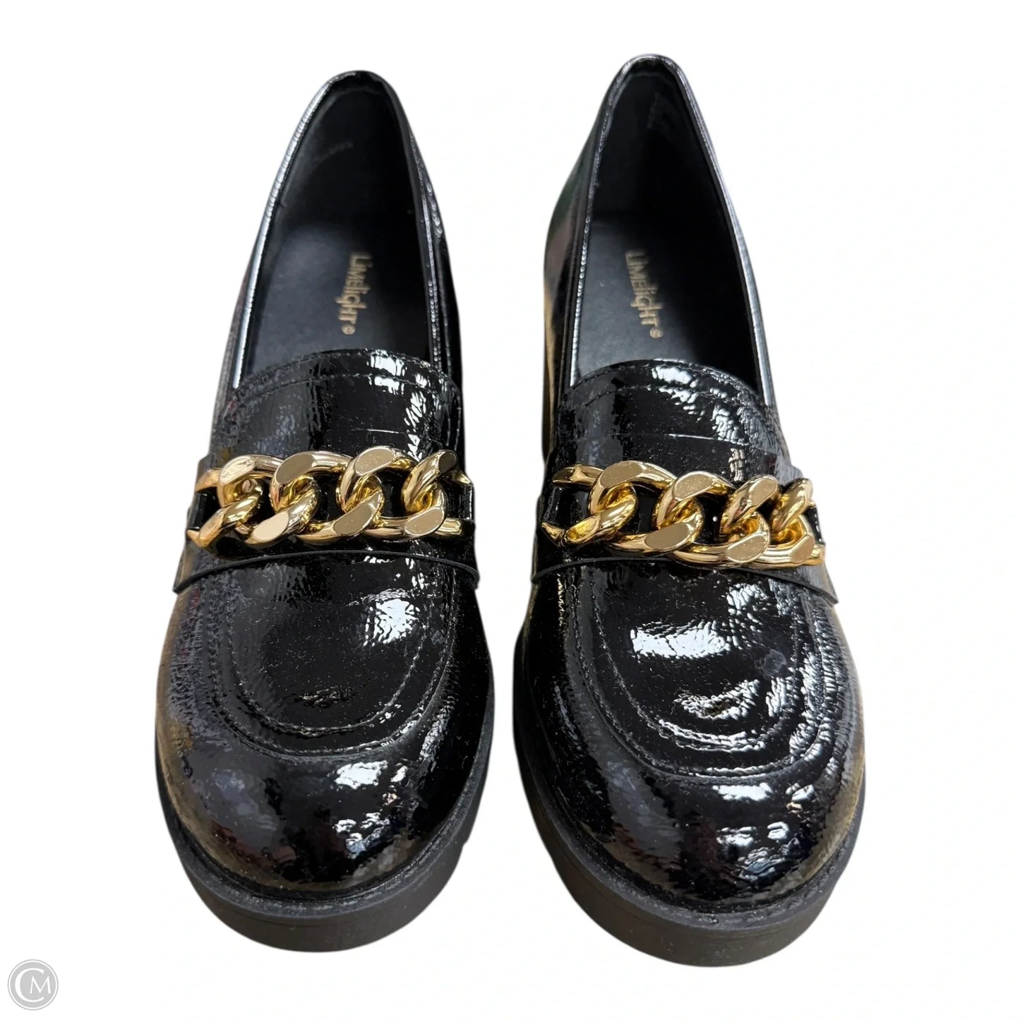 Shoes Heels Block By Limelight In Black & Gold, Size: 8