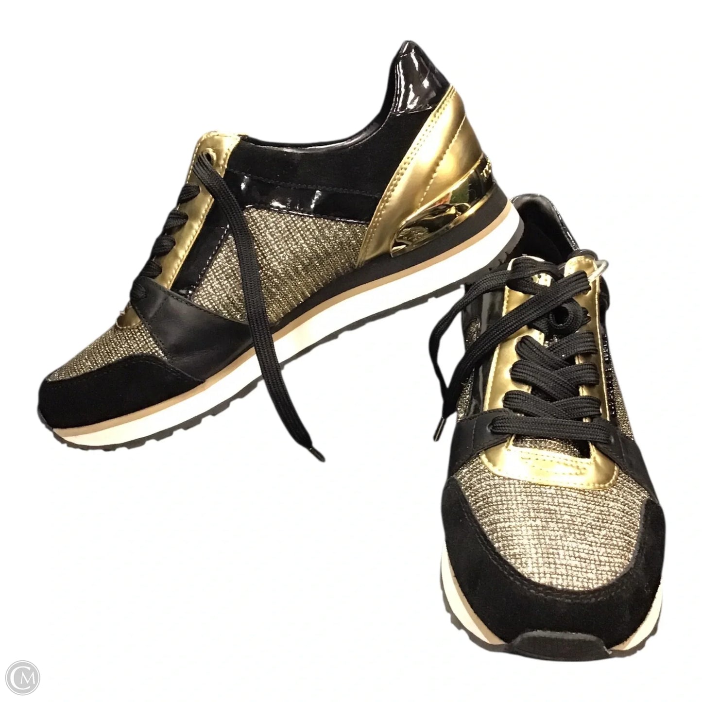 Shoes Sneakers By Michael By Michael Kors In Black & Gold, Size: 7.5