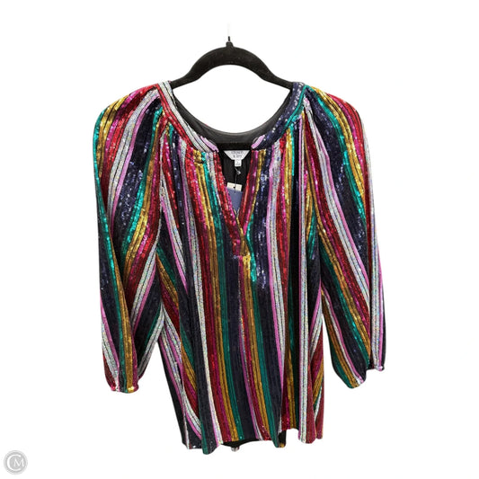 Top Long Sleeve By Crown And Ivy In Rainbow Print, Size: L