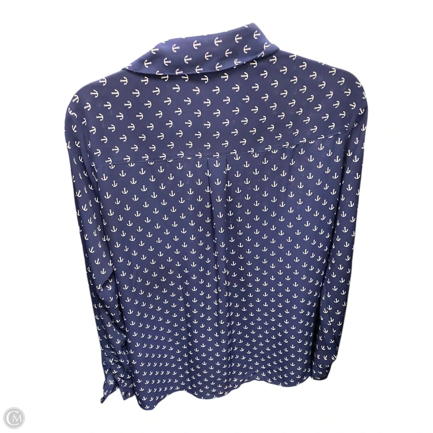 Blouse Long Sleeve By Express In Blue & White, Size: L