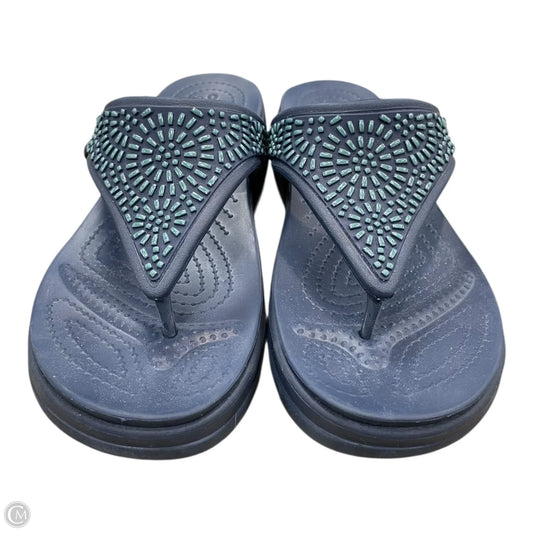 Sandals Flats By Crocs In Blue, Size: 10