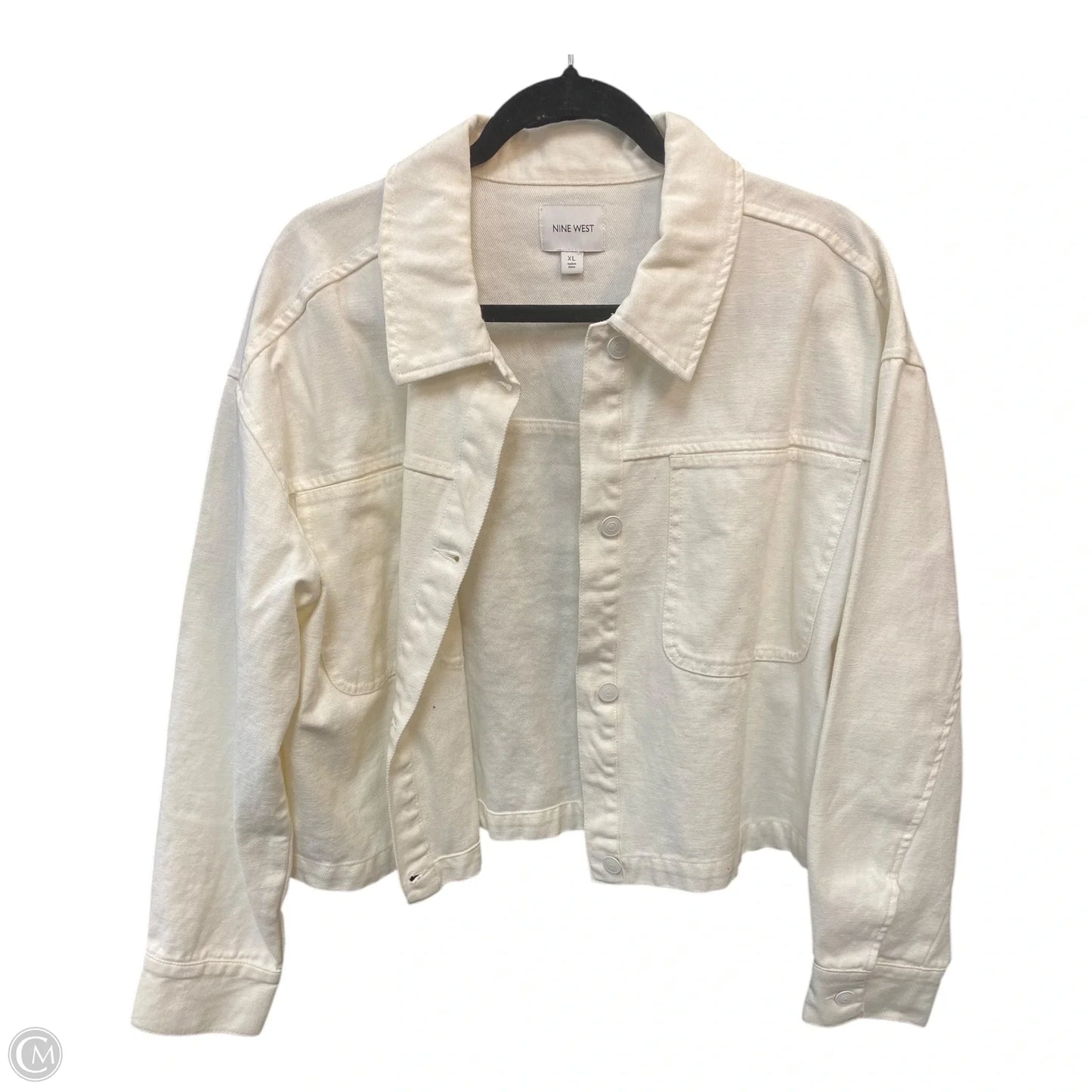 Jacket Denim By Nine West In White, Size: Xl