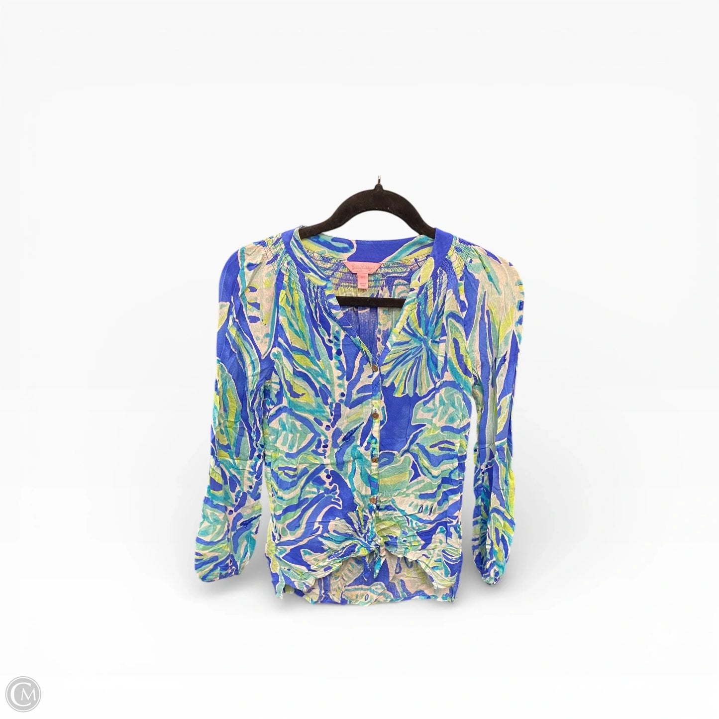 Top 3/4 Sleeve Designer By Lilly Pulitzer In Blue & Green, Size: Xxs