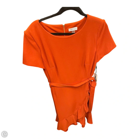 Dress Casual Midi By Calvin Klein In Orange, Size: 14