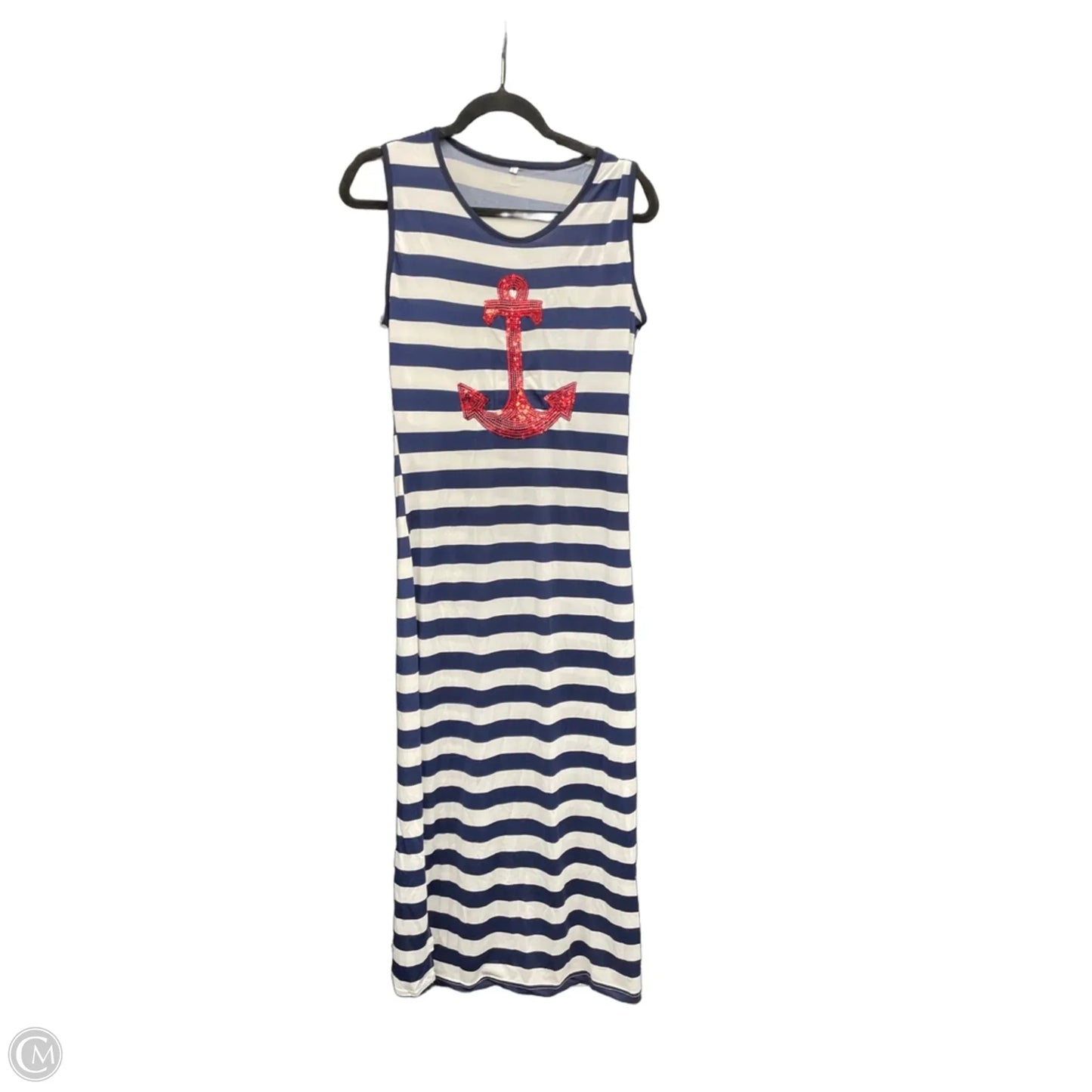 Dress Casual Maxi By Clothes Mentor In Blue & White, Size: L