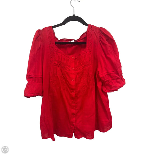Top Short Sleeve By Cato In Red, Size: L