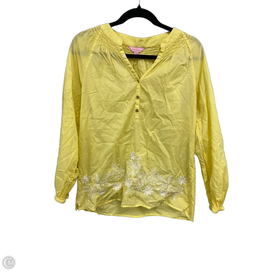 Top Long Sleeve Designer By Lilly Pulitzer In Yellow, Size: M