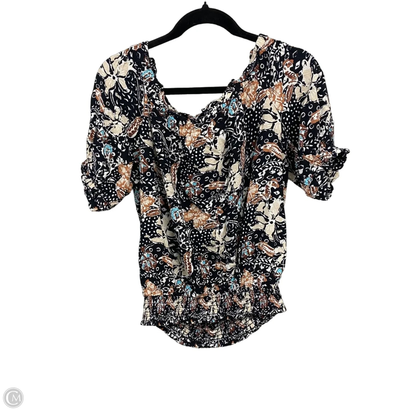 Top Short Sleeve By Ann Taylor In Black & Cream, Size: Xl