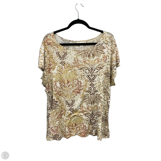 Top Short Sleeve By Coldwater Creek In Cream & Tan, Size: L