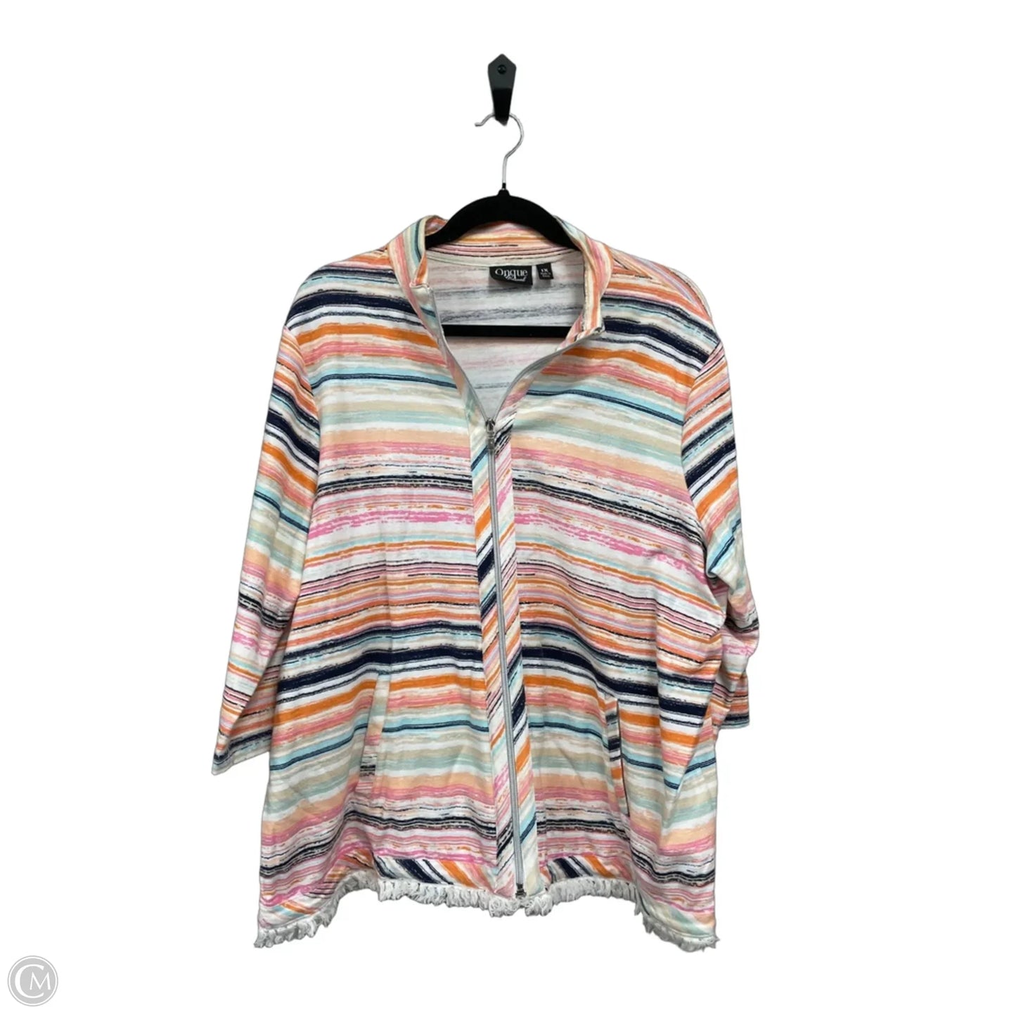Jacket Shirt By Onque In Blue & Orange, Size: 1x