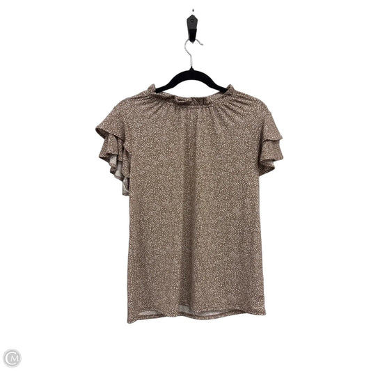 Top Short Sleeve By Adrianna Papell In Brown & White, Size: M