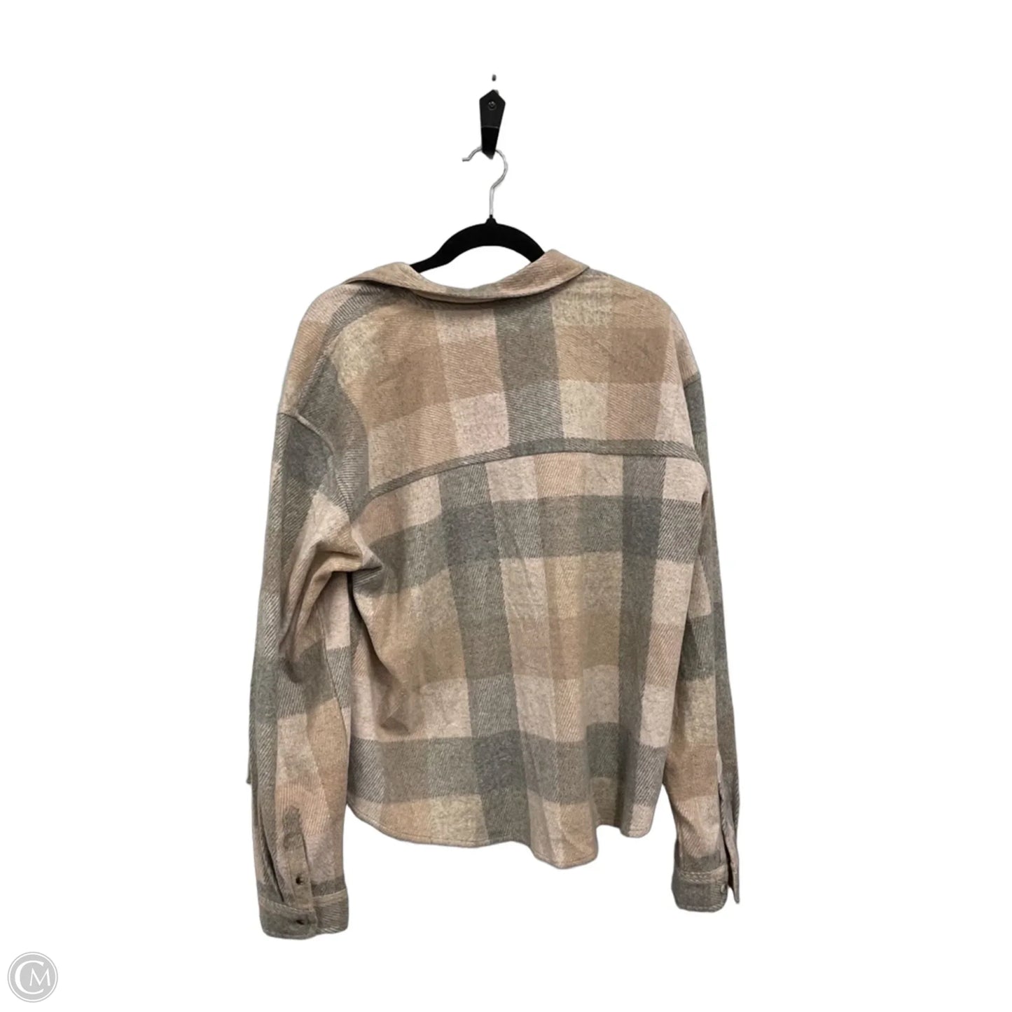 Jacket Shirt By Beachlunchlounge In Grey & Tan, Size: Xl