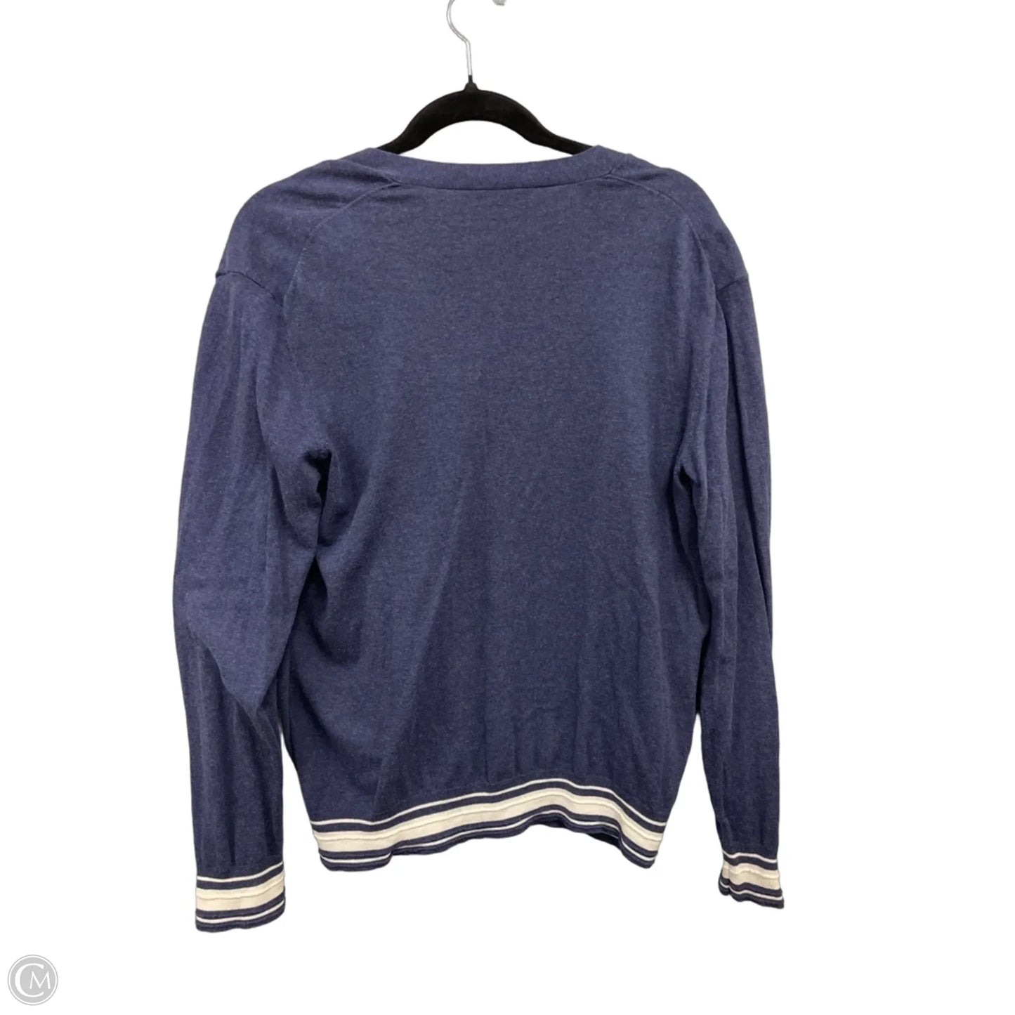 Cardigan Designer By Tory Burch In Blue & White, Size: Xl