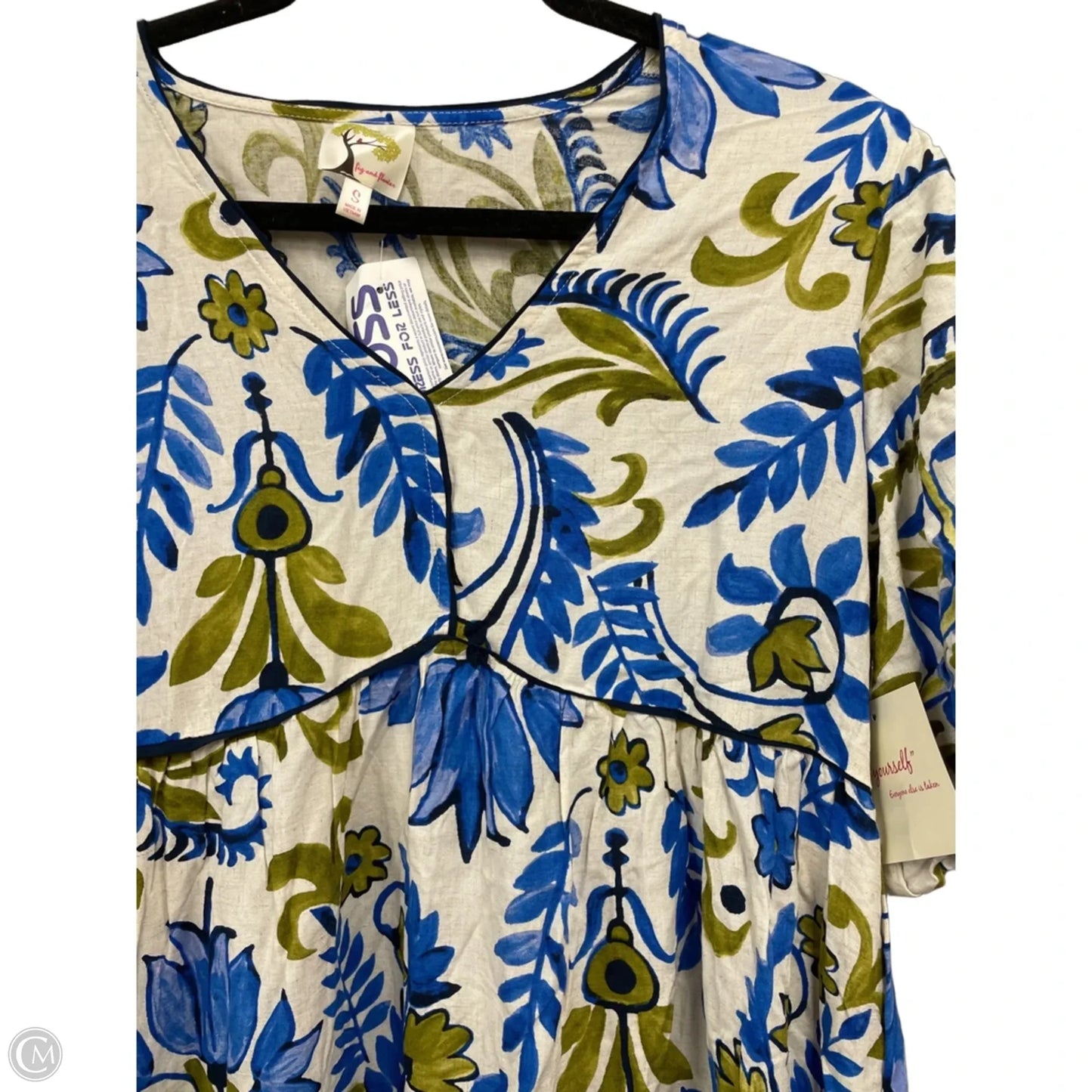 Dress Casual Midi By Clothes Mentor In Blue & Cream, Size: S