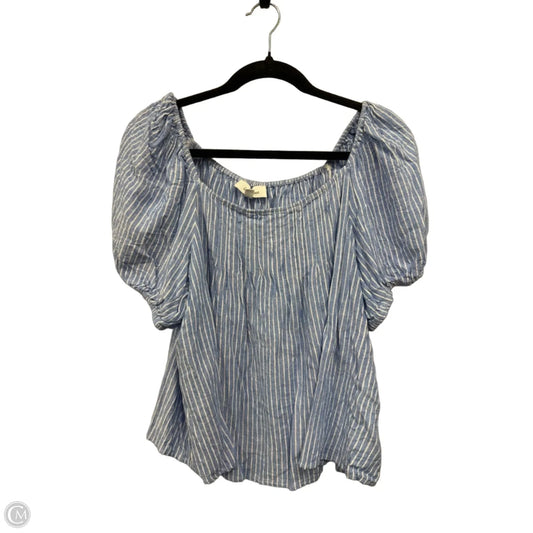 Top Short Sleeve By Clothes Mentor In Blue & White, Size: Xl