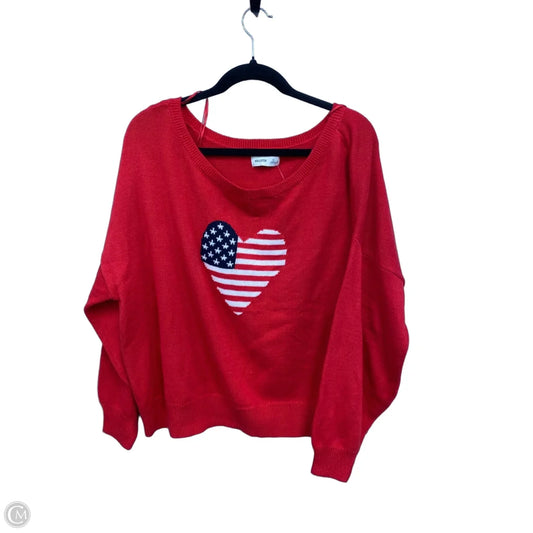 Sweater By Hollister In Red & White, Size: Xl