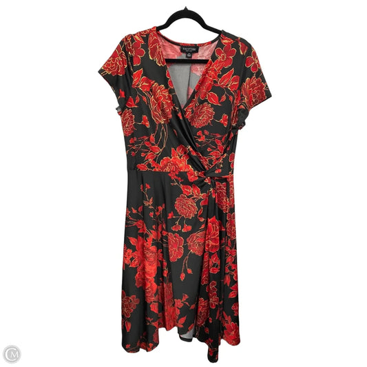 Dress Casual Midi By Perceptions In Black & Red, Size: Xl