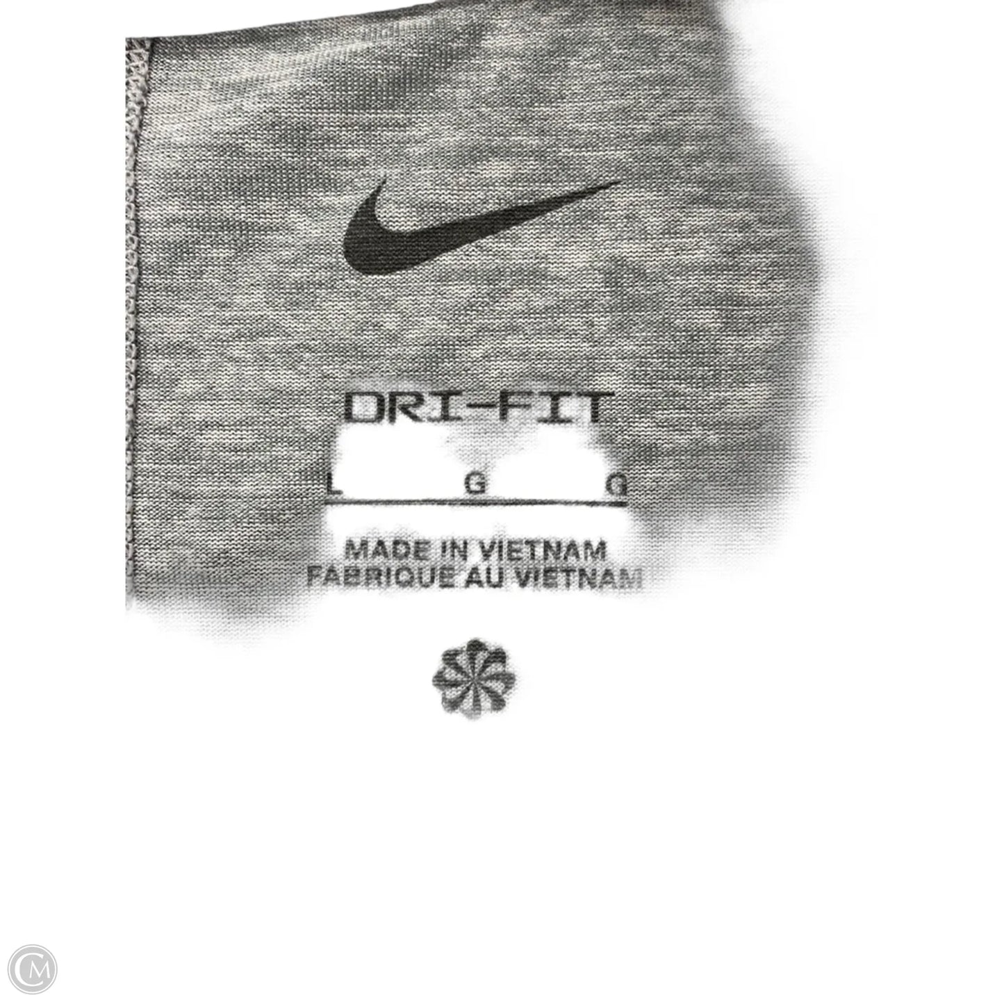 Athletic Top Short Sleeve By Nike In Grey, Size: L