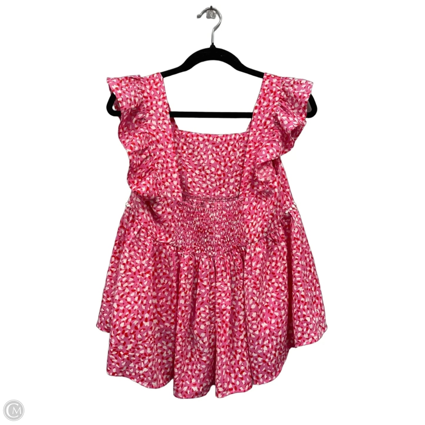 Blouse Short Sleeve By Thml In Pink & White, Size: S