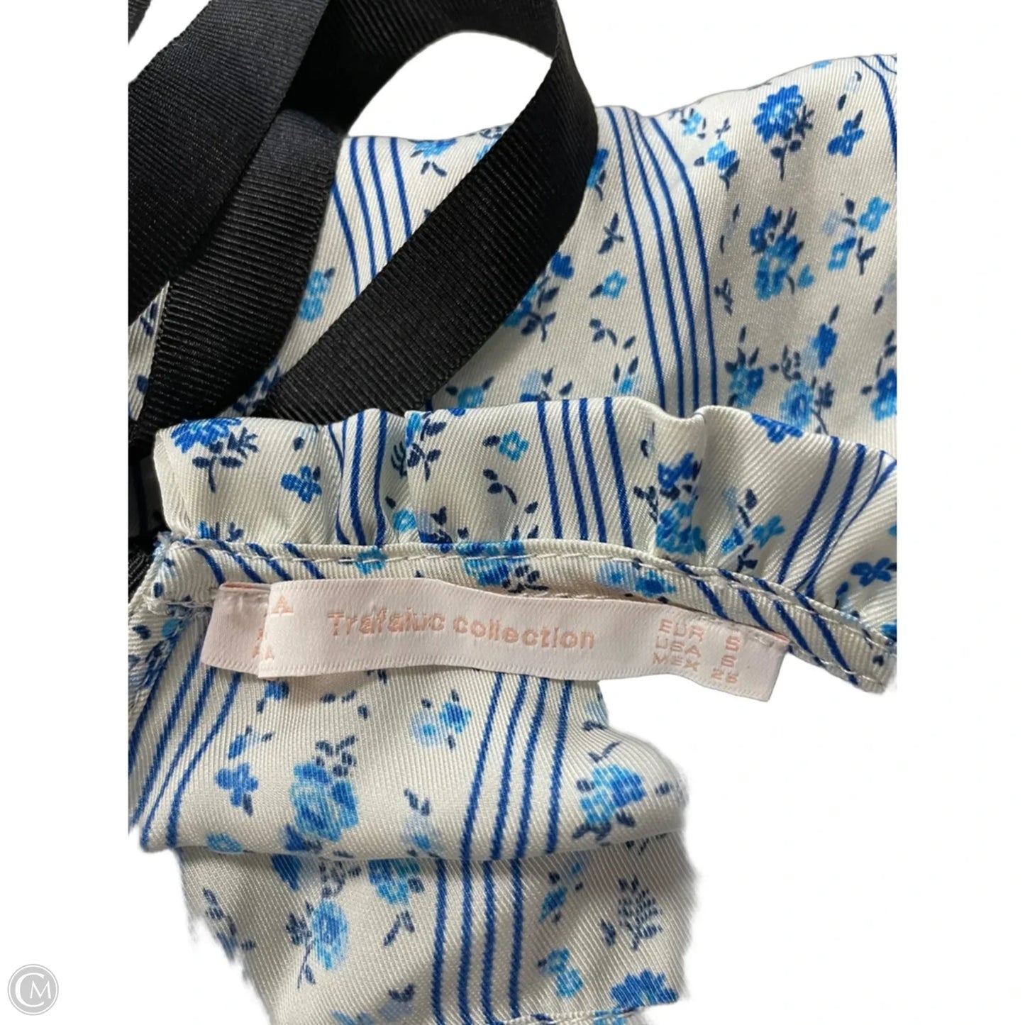 Blouse Short Sleeve By Zara In Blue & White, Size: S