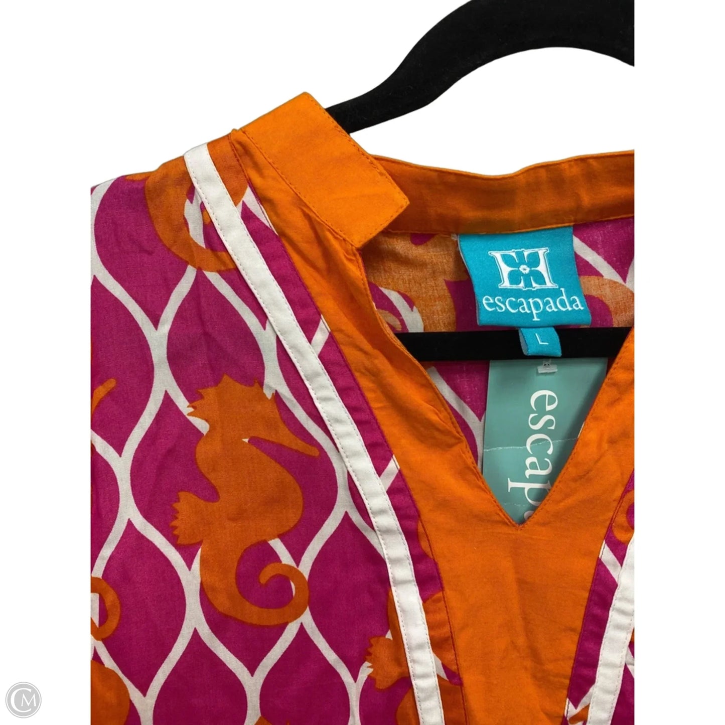 Dress Casual Short By Escapada Living In Orange & Pink, Size: L