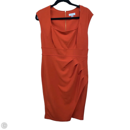Dress Casual Midi By Calvin Klein In Orange, Size: 12