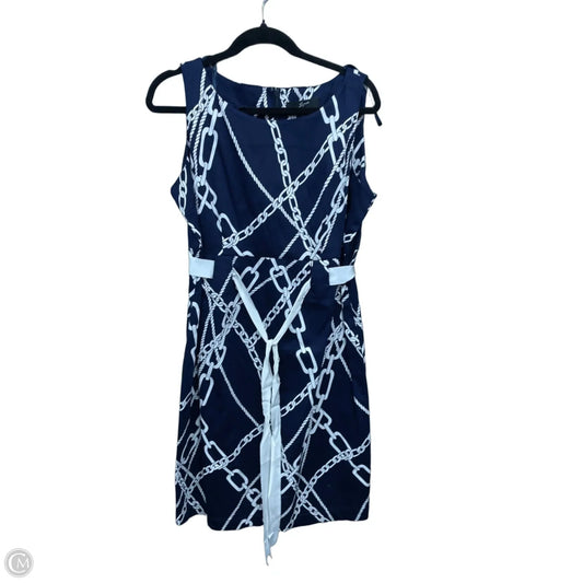 Dress Casual Maxi By Nina Leonard In Blue & White, Size: 14