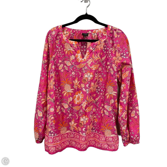 Top Long Sleeve By Talbots In Orange & Pink, Size: L