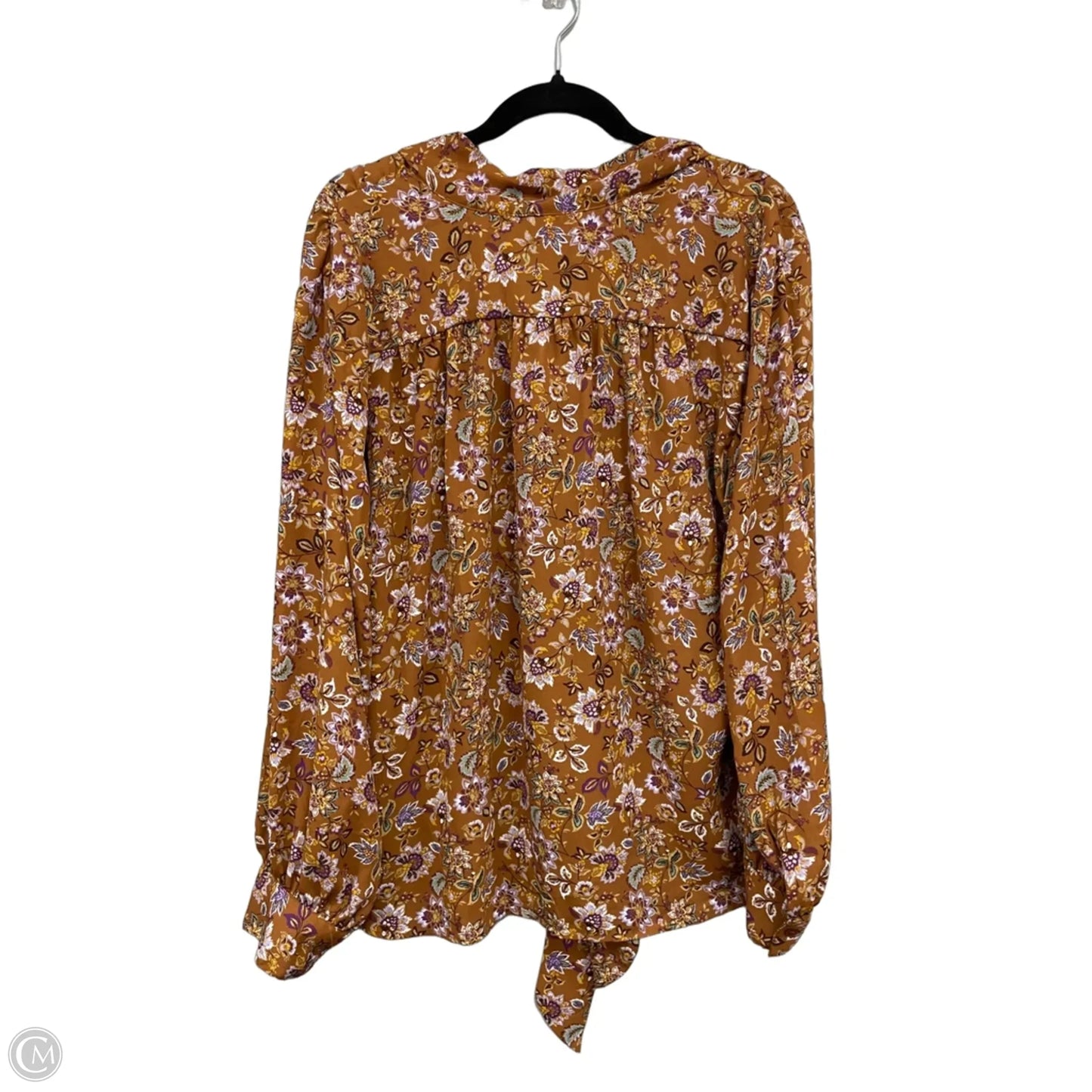 Blouse Long Sleeve By Loft In Brown & Purple, Size: Xl