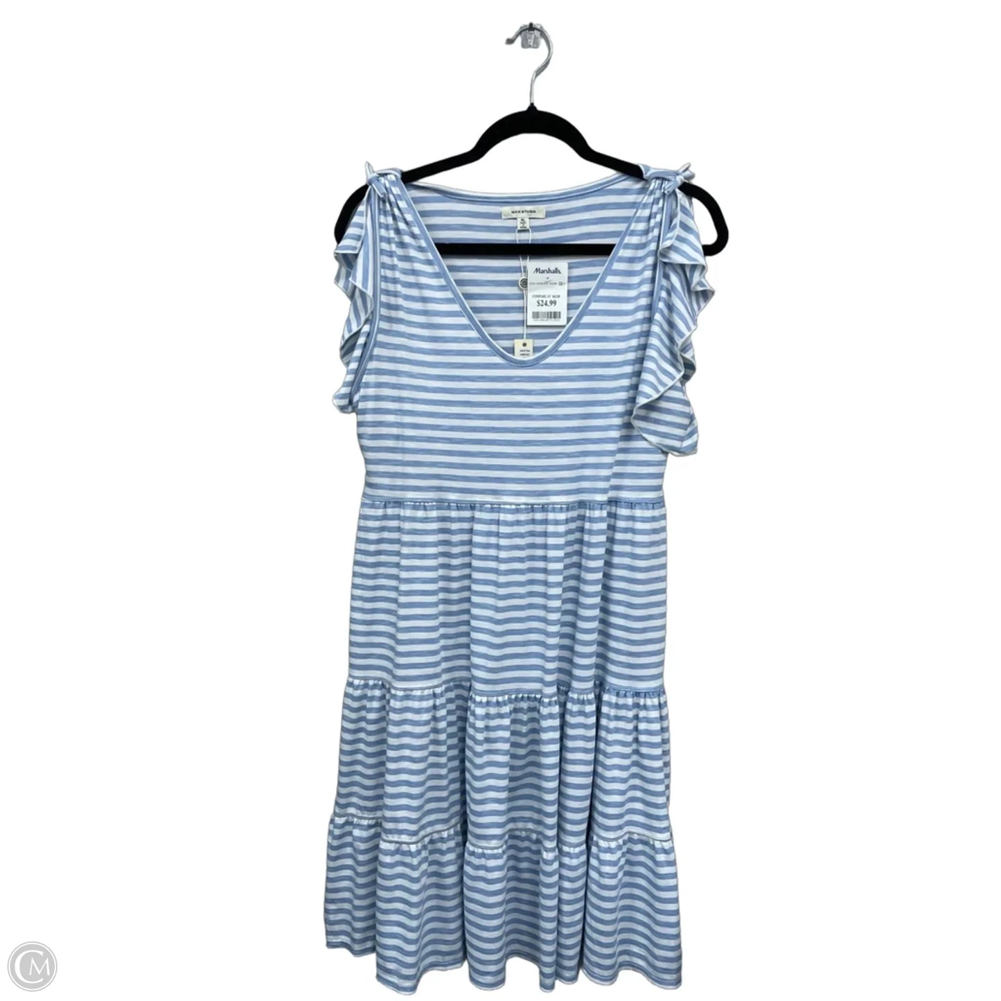 Dress Casual Short By Max Studio In Blue & White, Size: Xl