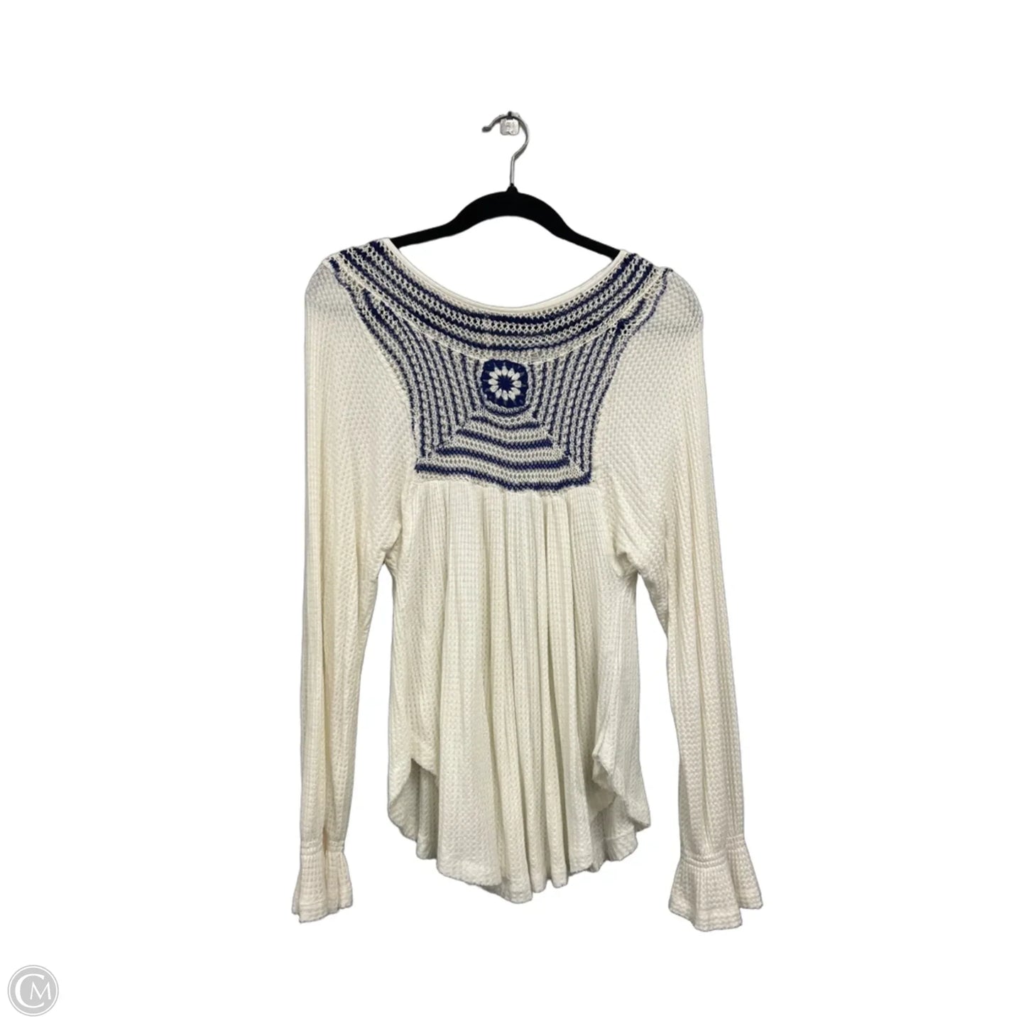 Top Long Sleeve By Free People In Blue & White, Size: Xs