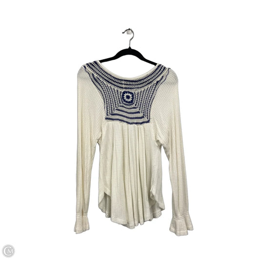 Top Long Sleeve By Free People In Blue & White, Size: Xs