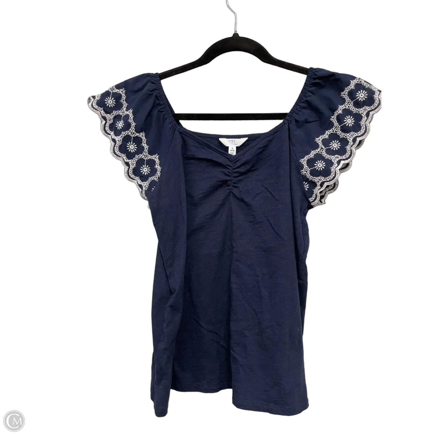 Top Short Sleeve By Time And Tru In Blue & White, Size: S