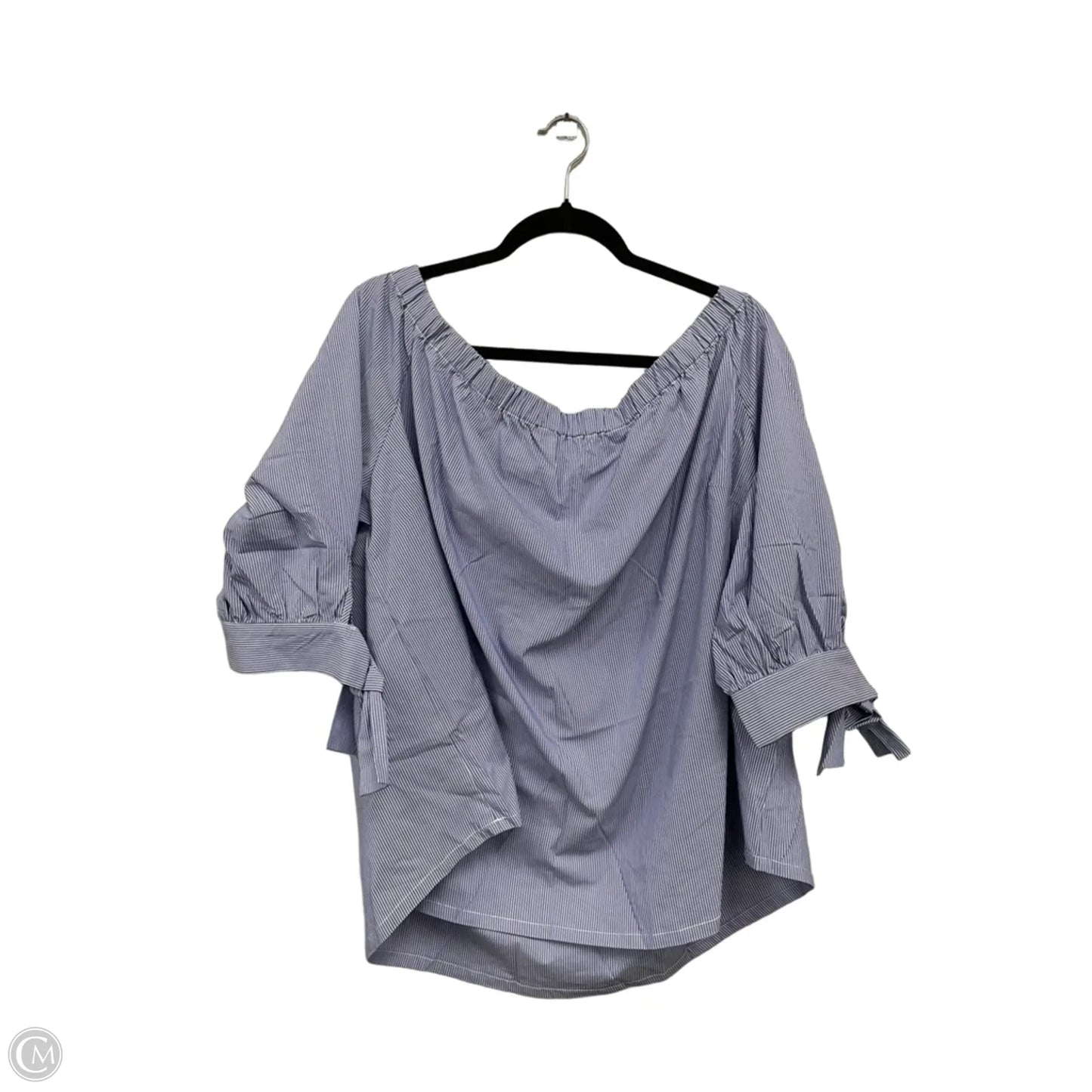 Top Short Sleeve By Marled In Blue & White, Size: 3x