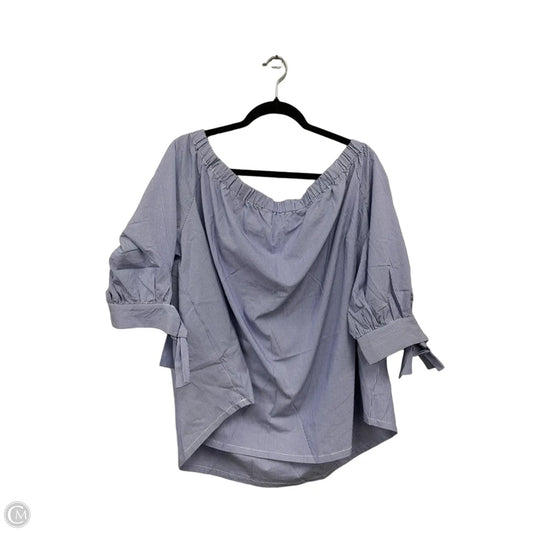 Top Short Sleeve By Marled In Blue & White, Size: 3x