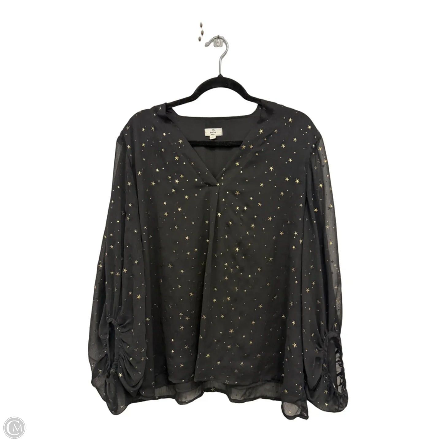 Blouse Long Sleeve By Entro In Black & Gold, Size: L