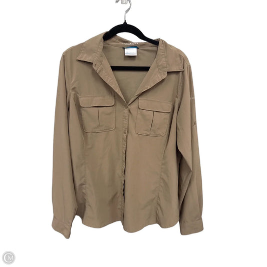 Athletic Top Long Sleeve Collar By Columbia In Brown, Size: Xl