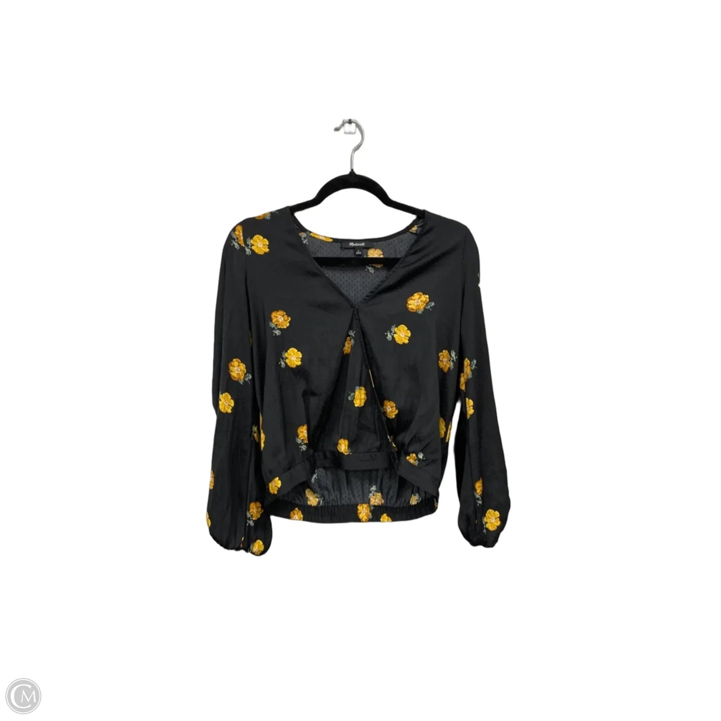 Blouse Long Sleeve By Madewell In Black & Yellow, Size: S