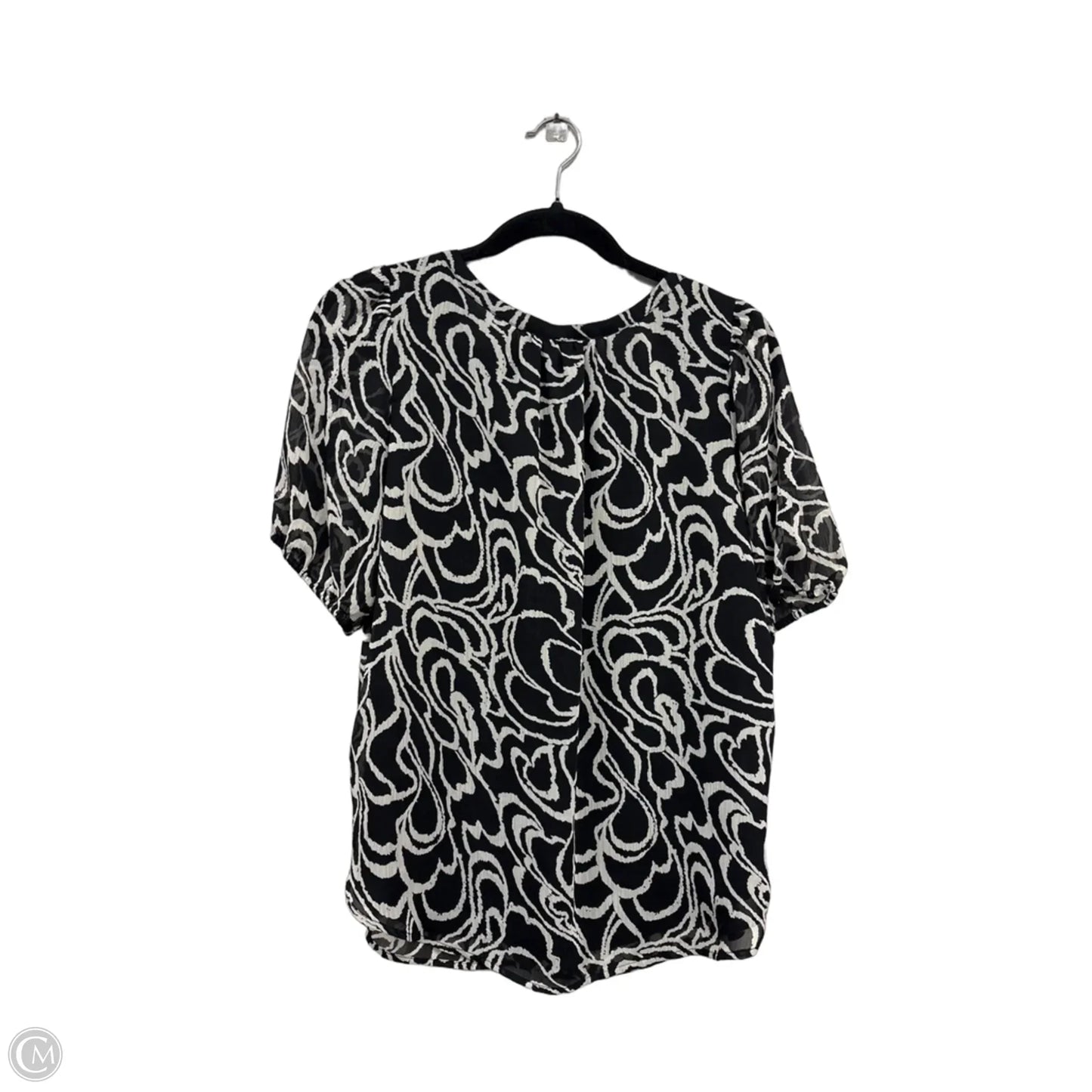 Blouse Short Sleeve By Loft In Black & White, Size: M